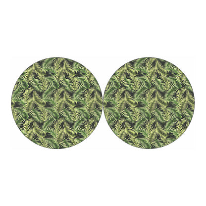 Green Tropical Palm Leaf Pattern Print Car Coasters