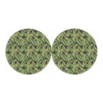 Green Tropical Palm Leaf Pattern Print Car Coasters