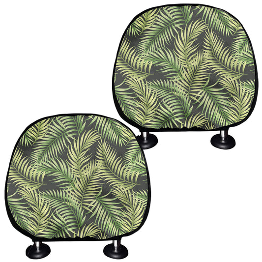 Green Tropical Palm Leaf Pattern Print Car Headrest Covers