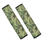 Green Tropical Palm Leaf Pattern Print Car Seat Belt Covers