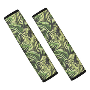 Green Tropical Palm Leaf Pattern Print Car Seat Belt Covers