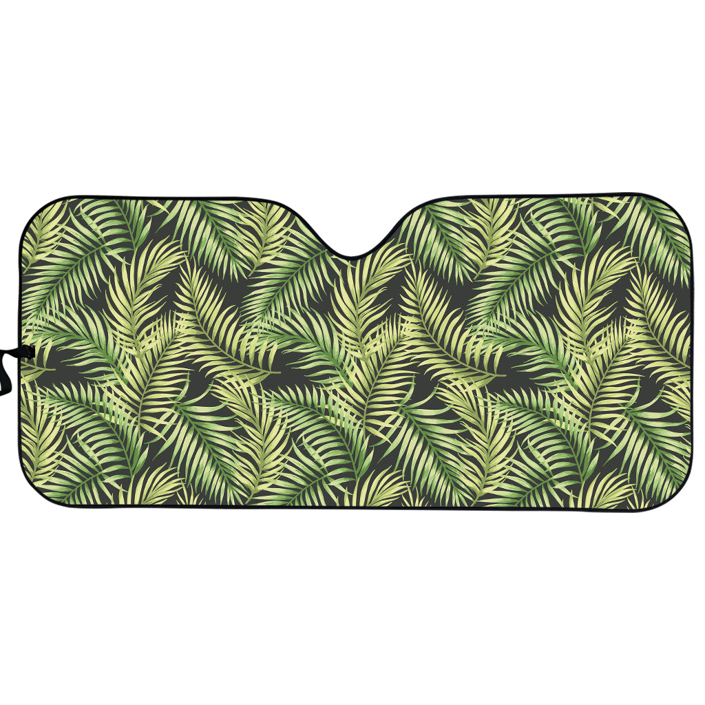 Green Tropical Palm Leaf Pattern Print Car Sun Shade