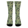 Green Tropical Palm Leaf Pattern Print Crew Socks
