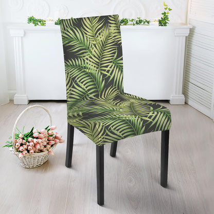 Green Tropical Palm Leaf Pattern Print Dining Chair Slipcover