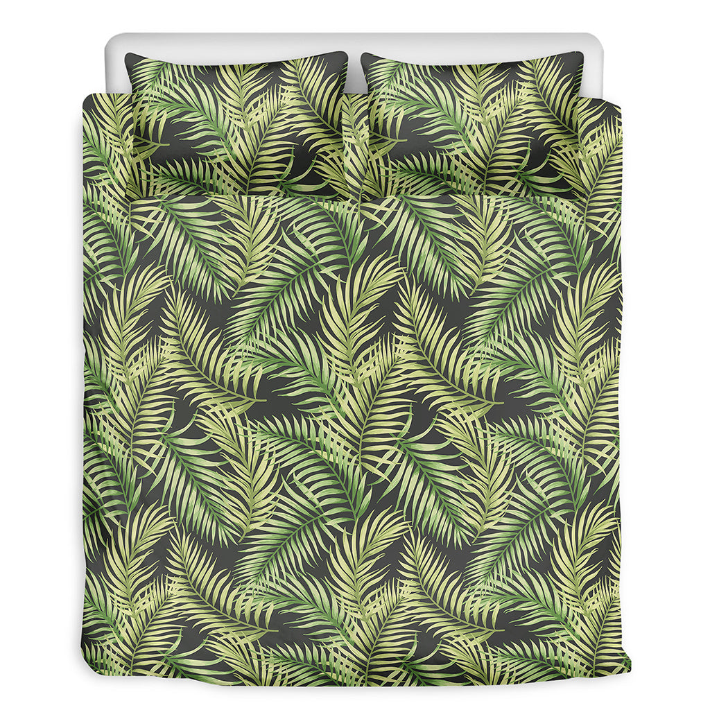 Green Tropical Palm Leaf Pattern Print Duvet Cover Bedding Set