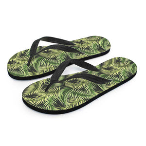 Green Tropical Palm Leaf Pattern Print Flip Flops