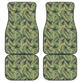 Green Tropical Palm Leaf Pattern Print Front and Back Car Floor Mats