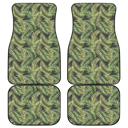 Green Tropical Palm Leaf Pattern Print Front and Back Car Floor Mats
