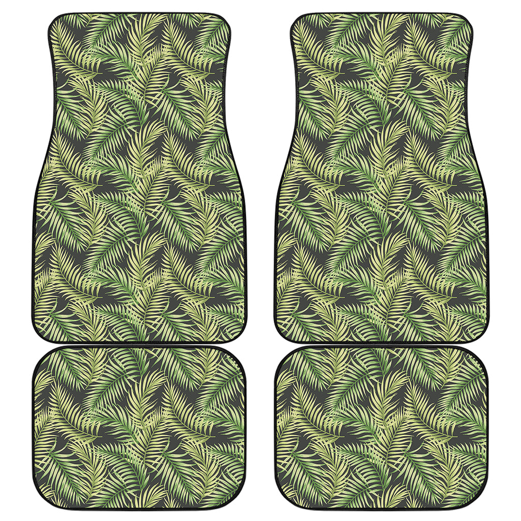 Green Tropical Palm Leaf Pattern Print Front and Back Car Floor Mats
