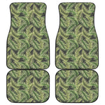 Green Tropical Palm Leaf Pattern Print Front and Back Car Floor Mats