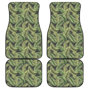 Green Tropical Palm Leaf Pattern Print Front and Back Car Floor Mats