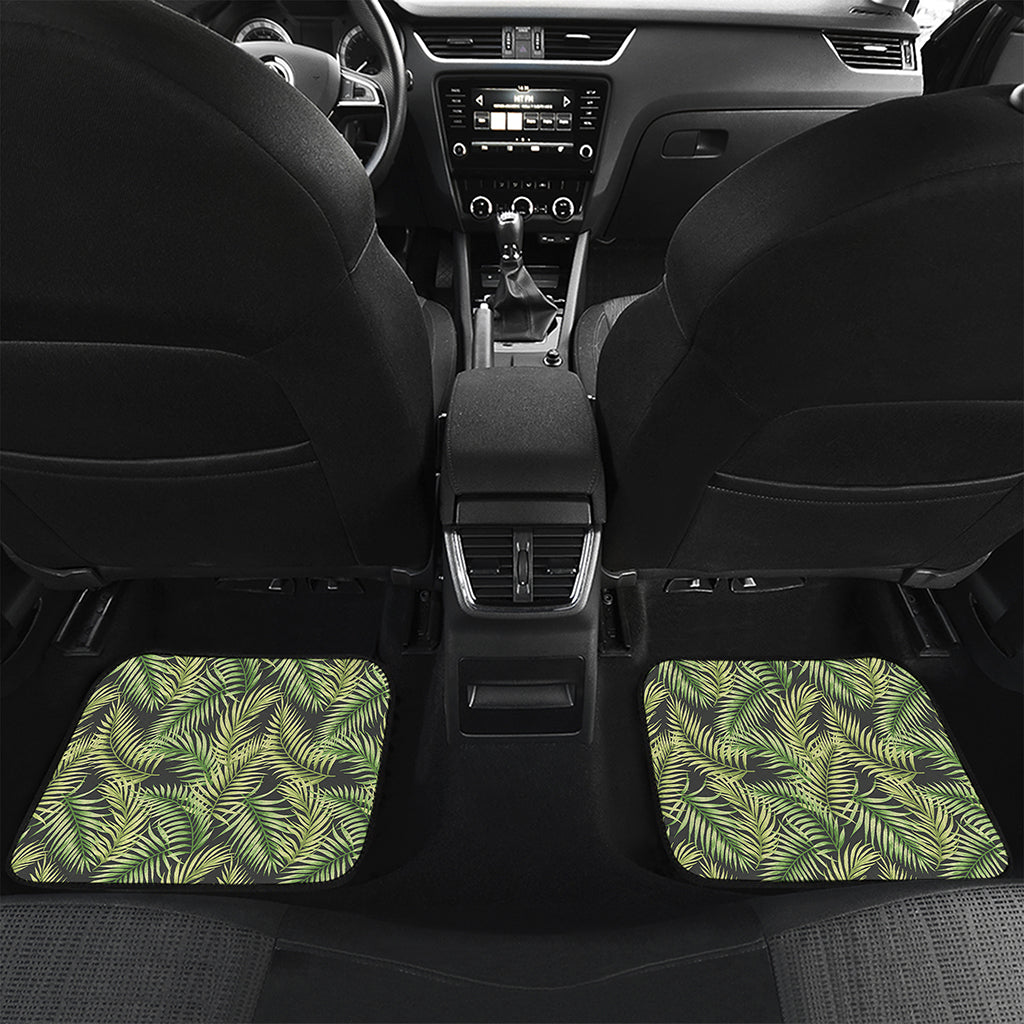 Green Tropical Palm Leaf Pattern Print Front and Back Car Floor Mats