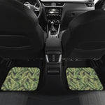 Green Tropical Palm Leaf Pattern Print Front and Back Car Floor Mats