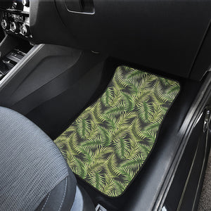 Green Tropical Palm Leaf Pattern Print Front and Back Car Floor Mats