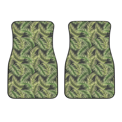 Green Tropical Palm Leaf Pattern Print Front Car Floor Mats