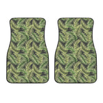 Green Tropical Palm Leaf Pattern Print Front Car Floor Mats
