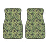 Green Tropical Palm Leaf Pattern Print Front Car Floor Mats