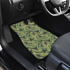 Green Tropical Palm Leaf Pattern Print Front Car Floor Mats