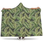 Green Tropical Palm Leaf Pattern Print Hooded Blanket