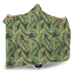 Green Tropical Palm Leaf Pattern Print Hooded Blanket