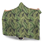 Green Tropical Palm Leaf Pattern Print Hooded Blanket
