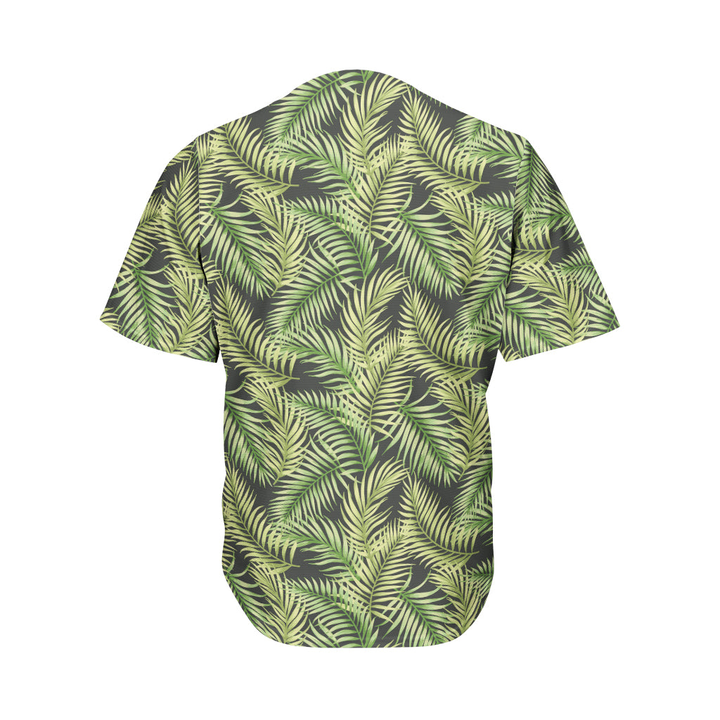 Green Tropical Palm Leaf Pattern Print Men's Baseball Jersey