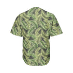 Green Tropical Palm Leaf Pattern Print Men's Baseball Jersey