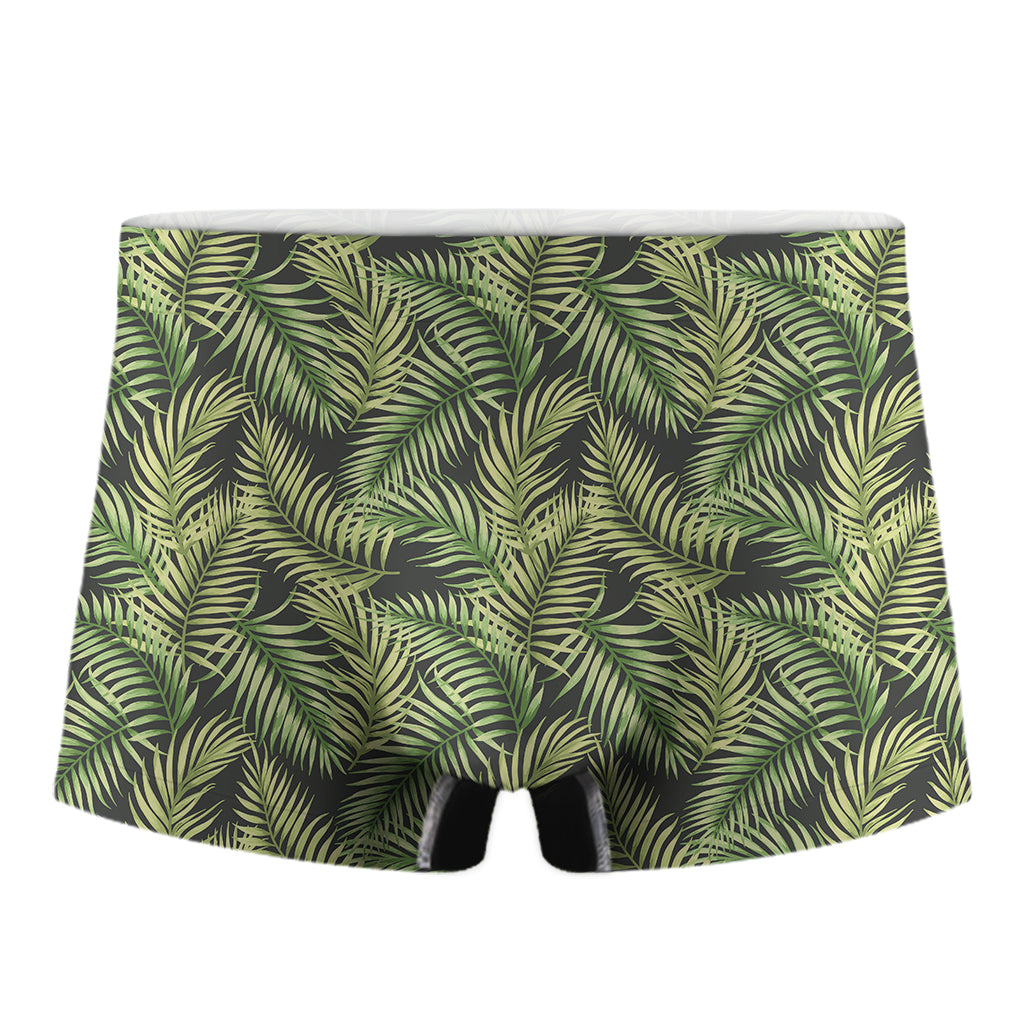 Green Tropical Palm Leaf Pattern Print Men's Boxer Briefs