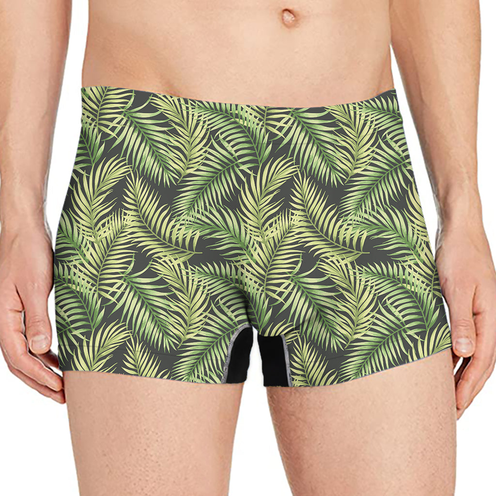 Green Tropical Palm Leaf Pattern Print Men's Boxer Briefs