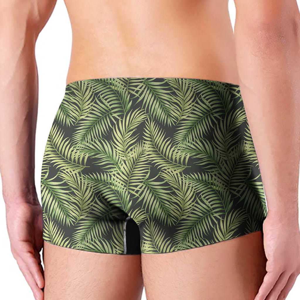 Green Tropical Palm Leaf Pattern Print Men's Boxer Briefs