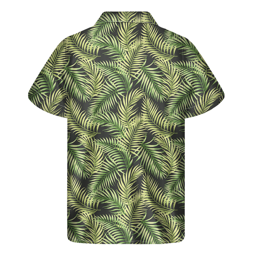 Green Tropical Palm Leaf Pattern Print Men's Short Sleeve Shirt