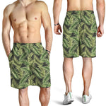 Green Tropical Palm Leaf Pattern Print Men's Shorts