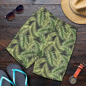 Green Tropical Palm Leaf Pattern Print Men's Shorts