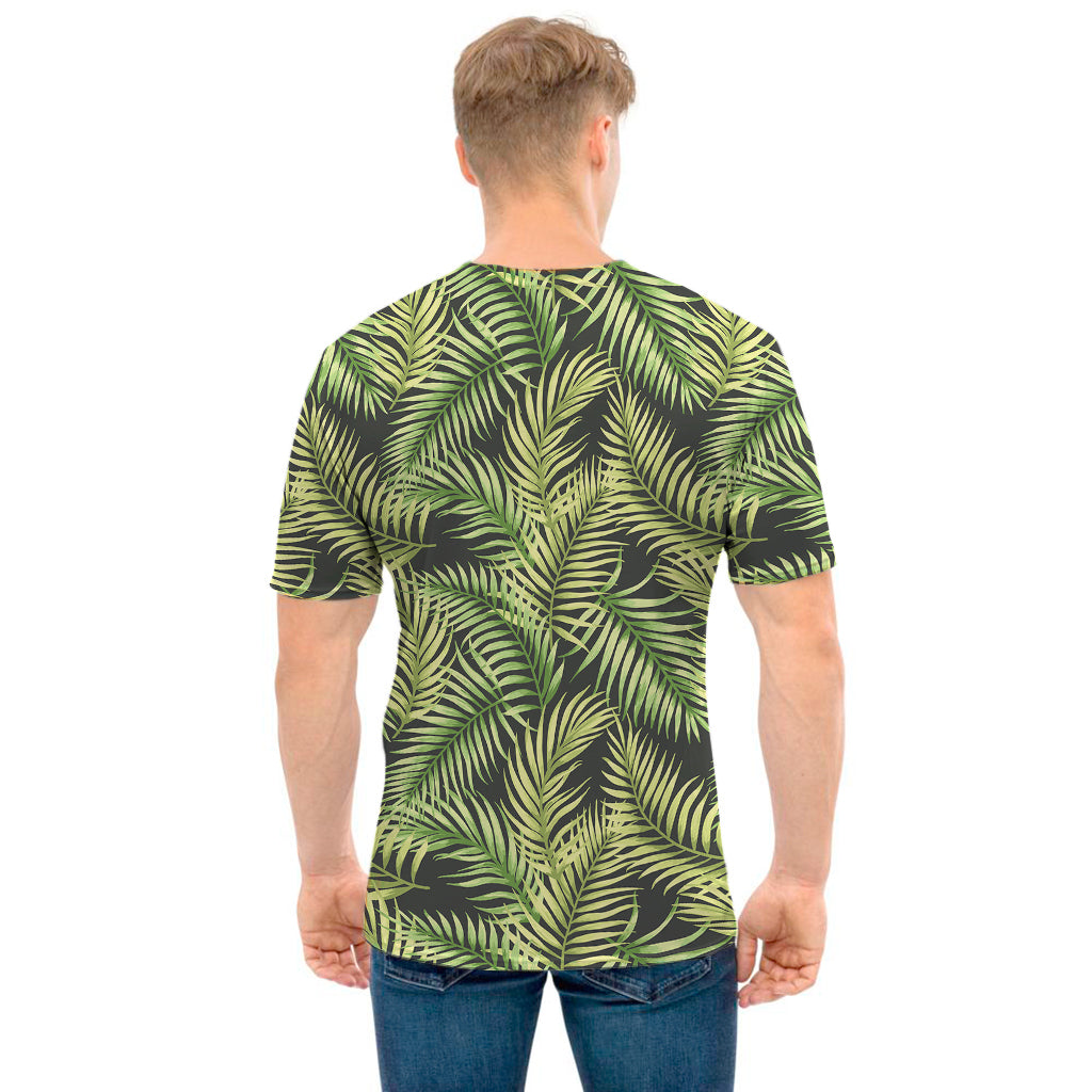 Green Tropical Palm Leaf Pattern Print Men's T-Shirt