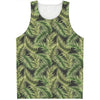 Green Tropical Palm Leaf Pattern Print Men's Tank Top