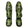 Green Tropical Palm Leaf Pattern Print Muay Thai Shin Guard