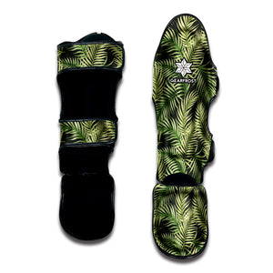 Green Tropical Palm Leaf Pattern Print Muay Thai Shin Guard