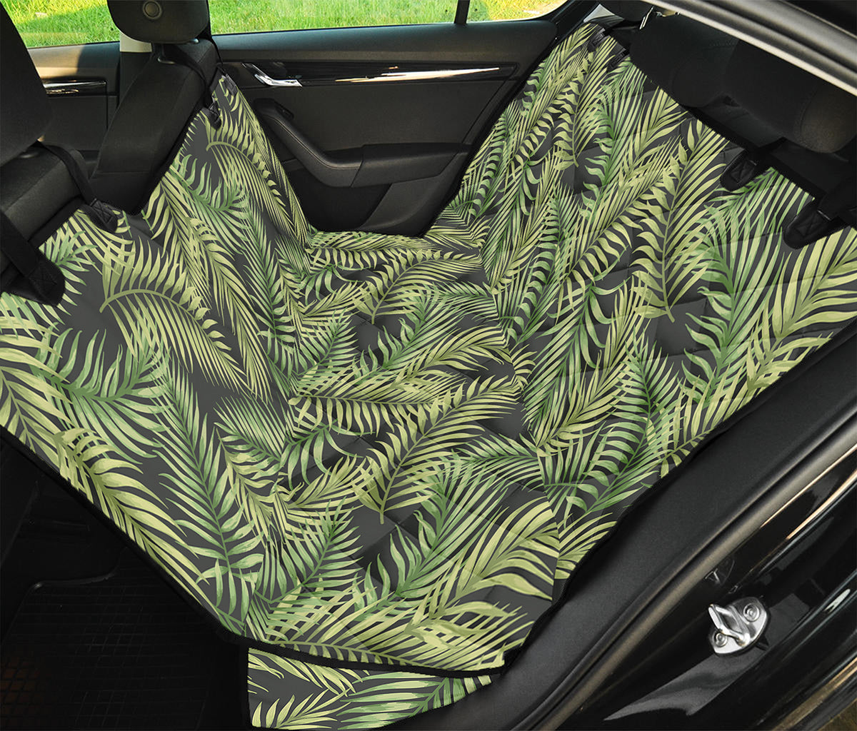 Green Tropical Palm Leaf Pattern Print Pet Car Back Seat Cover