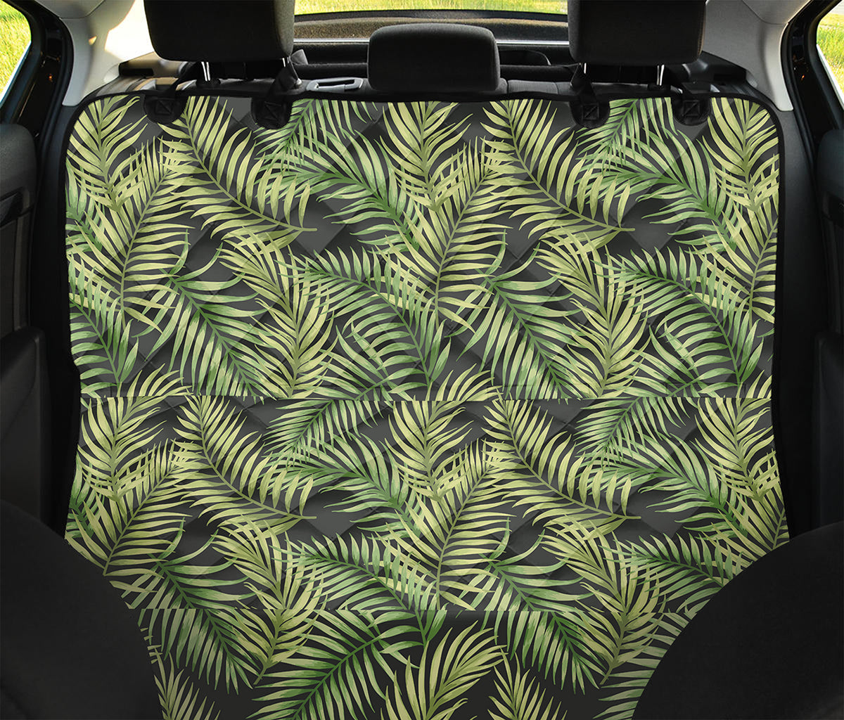 Green Tropical Palm Leaf Pattern Print Pet Car Back Seat Cover