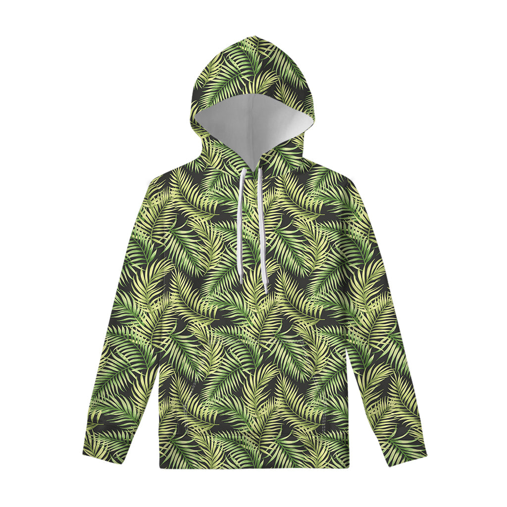 Green Tropical Palm Leaf Pattern Print Pullover Hoodie