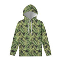 Green Tropical Palm Leaf Pattern Print Pullover Hoodie