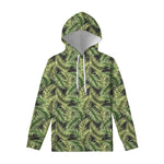 Green Tropical Palm Leaf Pattern Print Pullover Hoodie