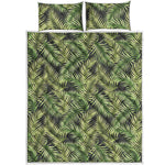 Green Tropical Palm Leaf Pattern Print Quilt Bed Set
