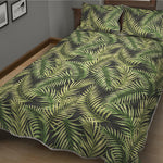 Green Tropical Palm Leaf Pattern Print Quilt Bed Set
