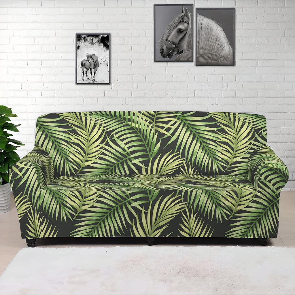 Green Tropical Palm Leaf Pattern Print Sofa Cover
