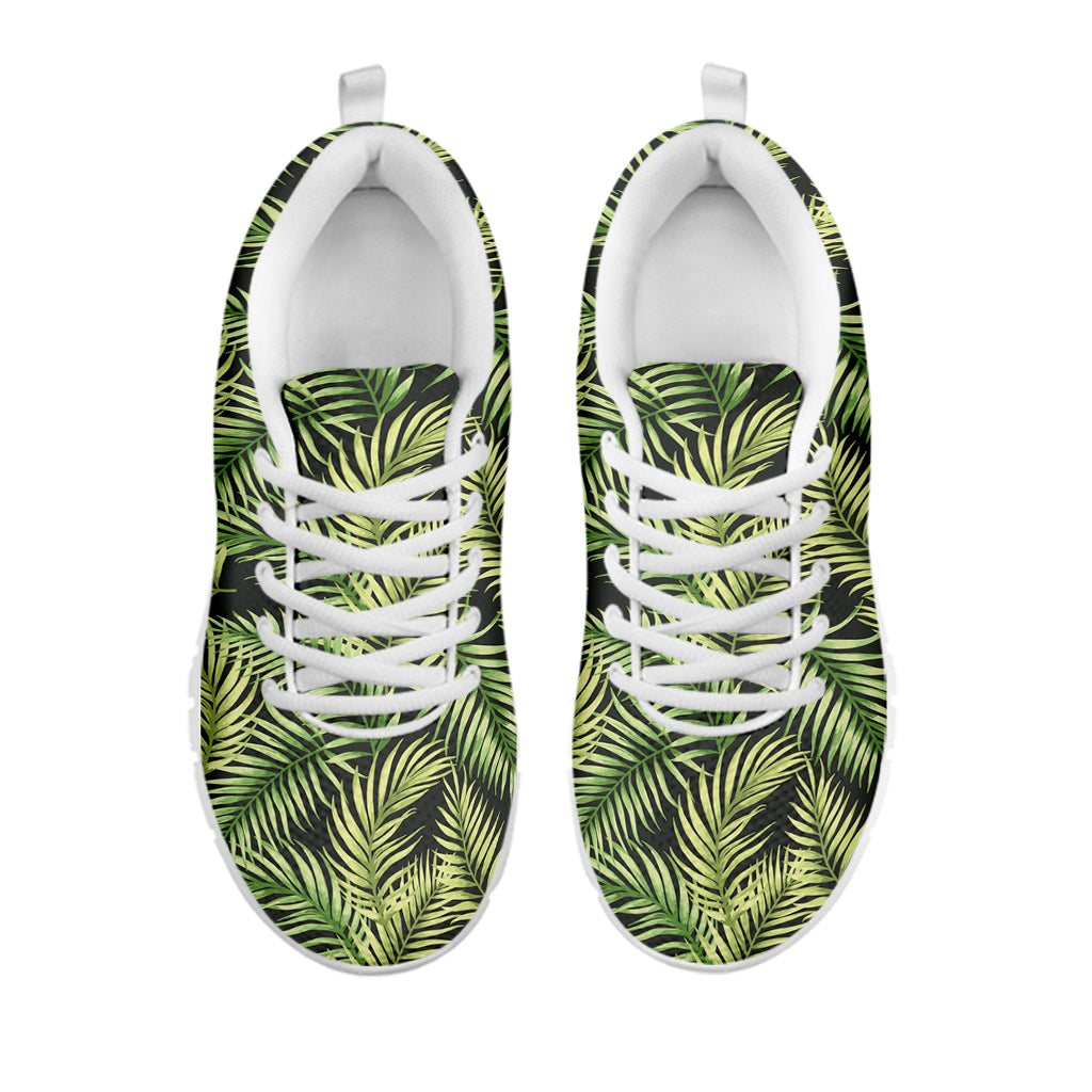 Green Tropical Palm Leaf Pattern Print White Sneakers