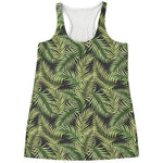 Green Tropical Palm Leaf Pattern Print Women's Racerback Tank Top