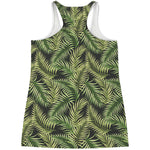 Green Tropical Palm Leaf Pattern Print Women's Racerback Tank Top