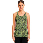 Green Tropical Palm Leaf Pattern Print Women's Racerback Tank Top