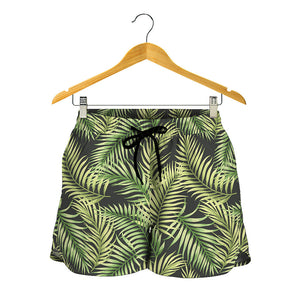 Green Tropical Palm Leaf Pattern Print Women's Shorts